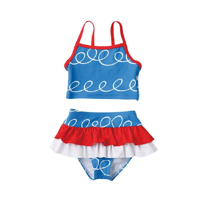 Japanese original design two-piece swimsuit - wave blue (90/110)