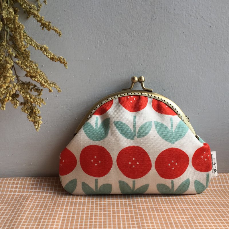 - tomato red - mouth gold bag purse small bag birthday gift customization
