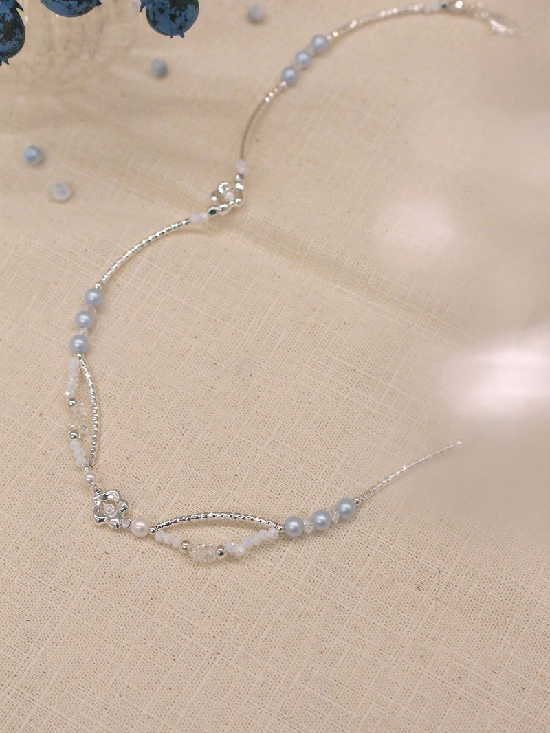 和平小日記。MUCHAT手作珍珠水晶銀花項鍊 - 項鍊 - 其他金屬 銀色