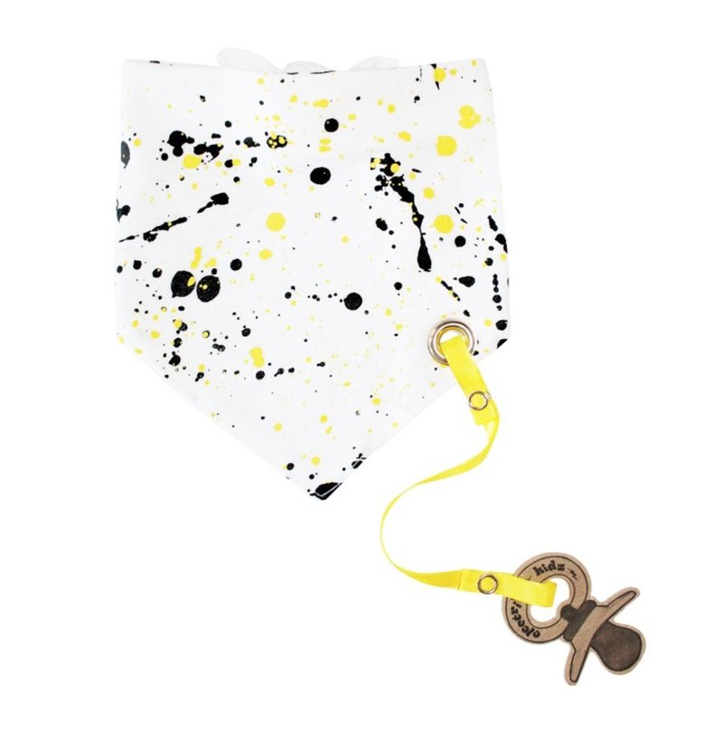 After splash paint series tied bib scarf (with pacifier chain)