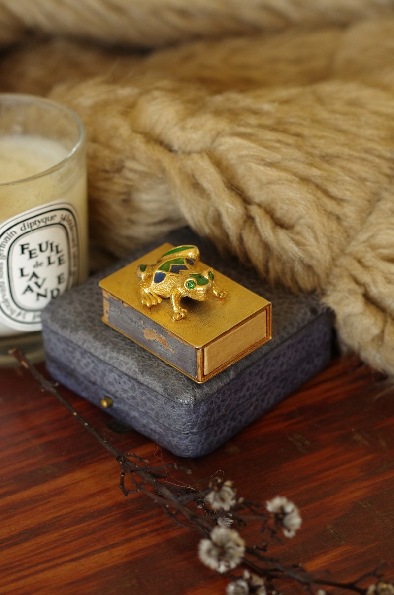 古董Vintage 青蛙琺瑯立體浮雕天使火柴盒 W244 FLORENZA - 其他 - 其他金屬 金色