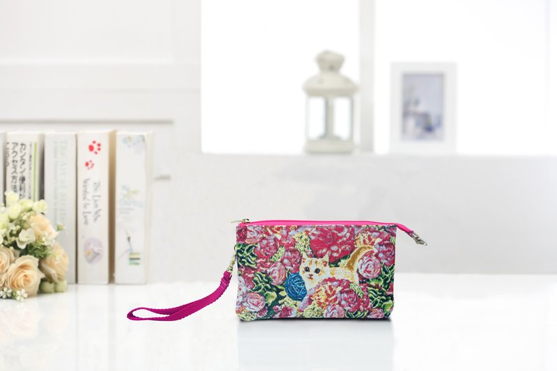 雙夾層手拿包  防潑水 平織緹花 躲貓貓 - 手拿包 - 其他材質