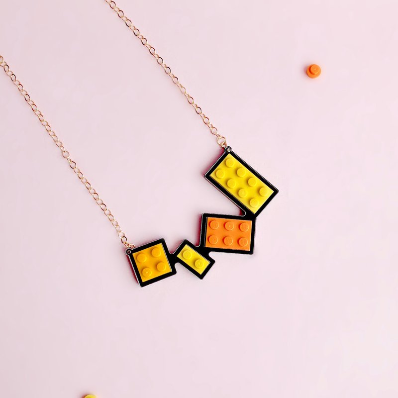 Classic Orange yellow LEGO Necklace