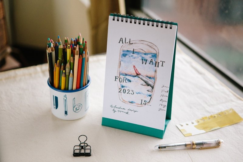 2023 油性粉彩月曆 - 日曆/月曆/年曆 - 紙 藍色