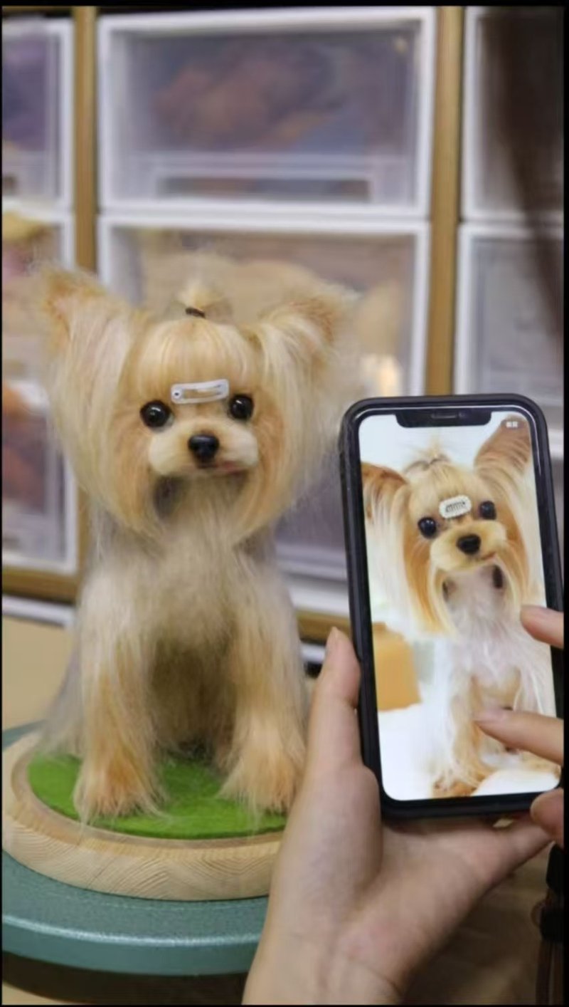客製化逼真犬 羊毛氈 約克夏犬 寵物 娃娃 手工 狗狗猫咪 260 - 貓/狗玩具 - 羊毛 多色