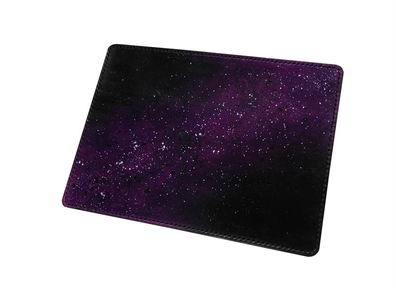 Hand-dyed Italian 4MM thick vegetable tanned leather star pen writing pad / leather pad / hand sewing / purple black