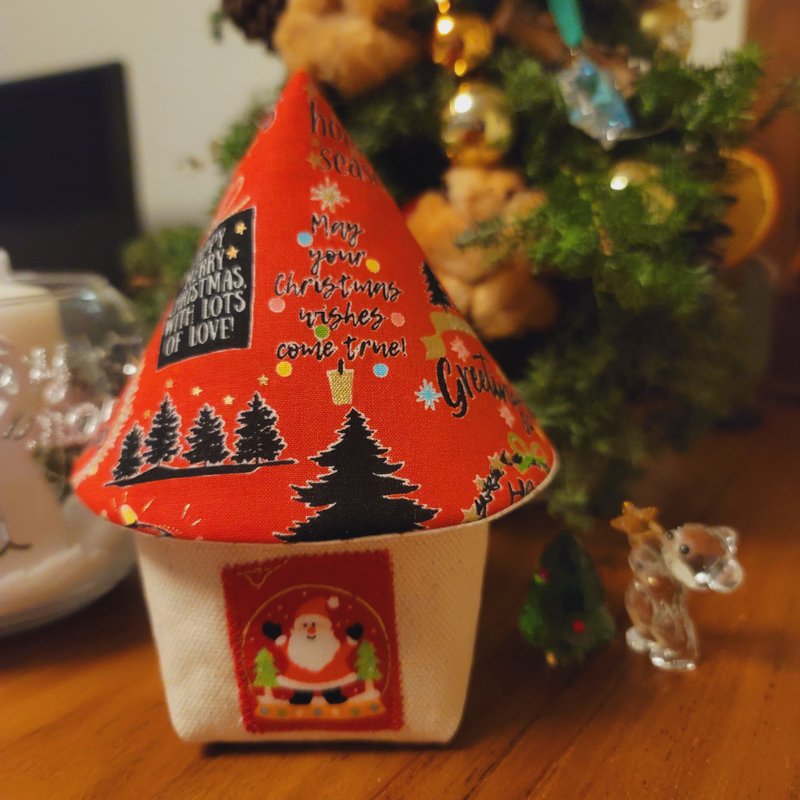 精靈小屋  聖誕小屋 收納盒 - 其他 - 棉.麻 紅色