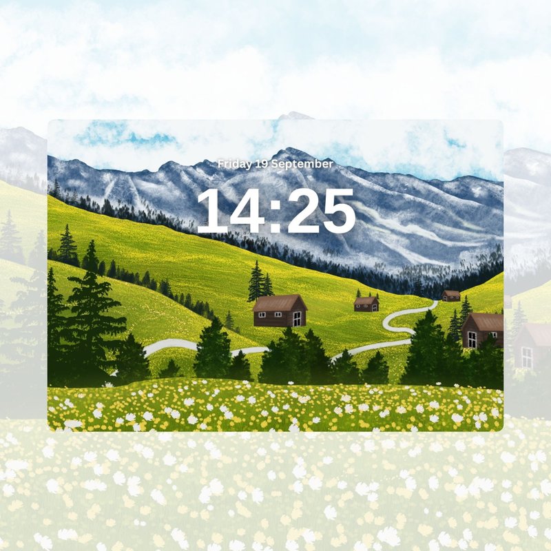 Cottagecore Alpine Mountain Village iPad Tablet Wallpaper (Digital Download) - 電腦手機桌布/貼圖/App 圖示 - 其他材質