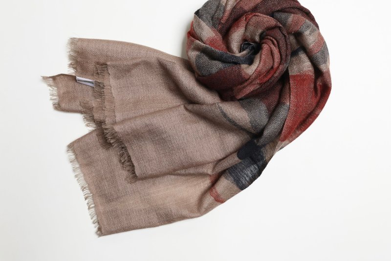 【快速出貨】喀什米爾專櫃設計酒紅原絨色羊絨大圍巾披肩頂級精品 - 圍巾/披肩 - 羊毛 卡其色