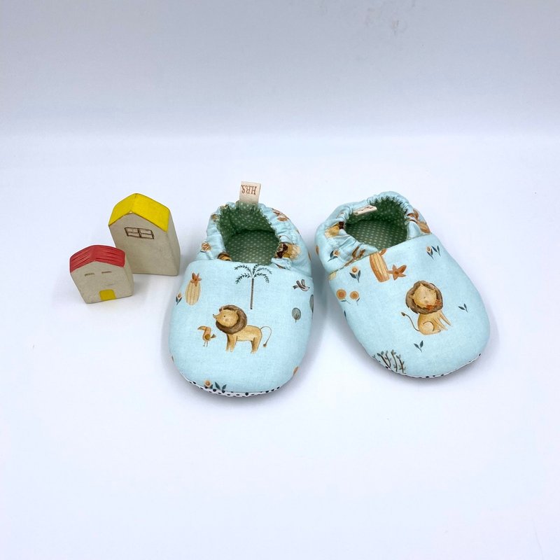 仙人草獅子-初步鞋/成長鞋/漫步鞋 - 嬰兒鞋/學步鞋 - 棉.麻 藍色