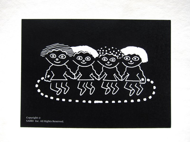 "United skipping" postcards birthday card design colored illustration Illustrated card Universal Card Art Valentine love modern art particularly interesting characteristics strange weird cute yellow Taiwan's fun eye-catching sequins flash the