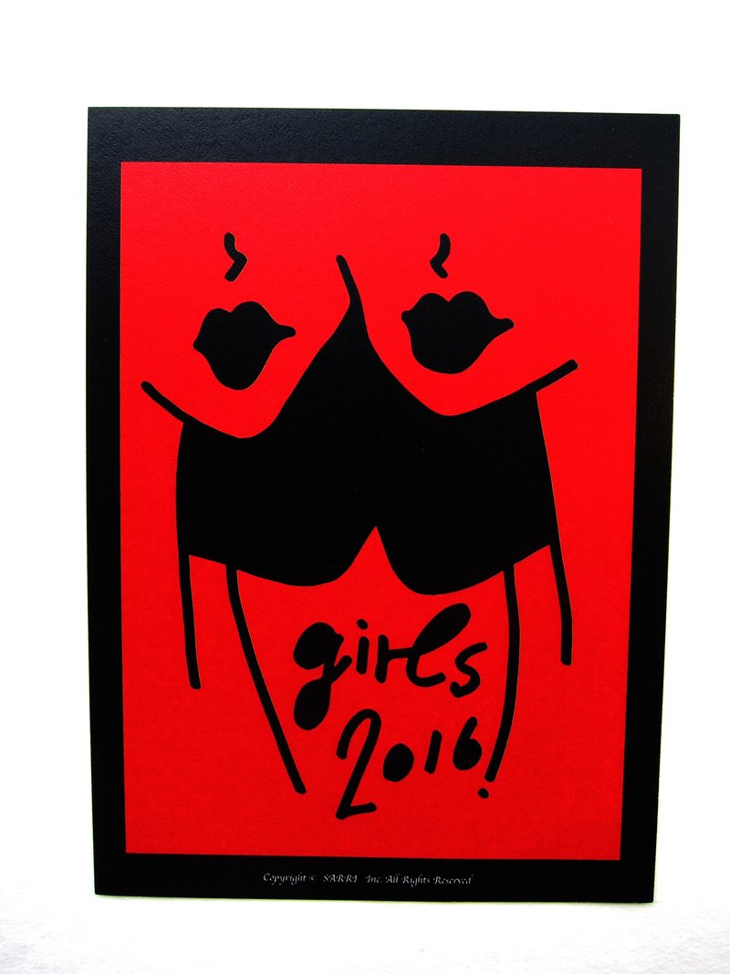 "Sisters" Postcard birthday card design colored illustration Illustrated card Universal Card Art Valentine love modern art particularly interesting characteristics strange weird cute yellow Taiwan's fun eye-catching sequins flash the influx o