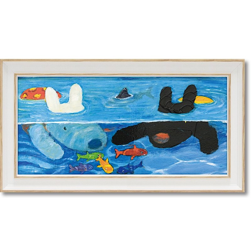 Lisa and Casper - horizontal frame with copy painting - swimming pool