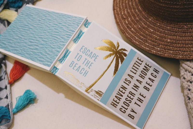 Coconut Tree Summer Bronzing French Handmade Book