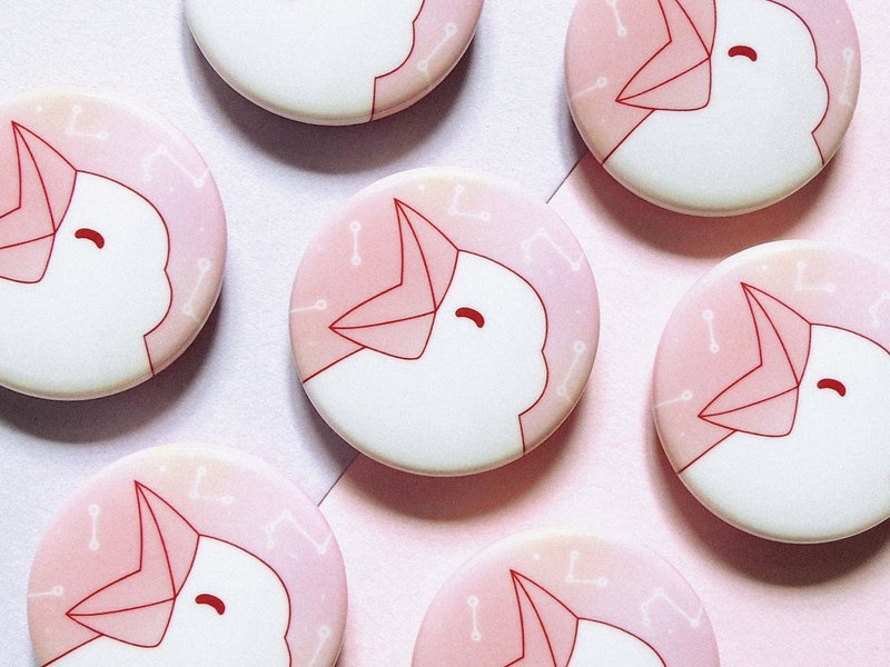 Pink Star Birds Badge / Badge / Pin / Brooch