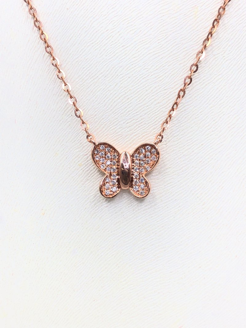 寶麗金珠寶-天然鑽石玫瑰金色K金墜鍊 - 項鍊 - 鑽石