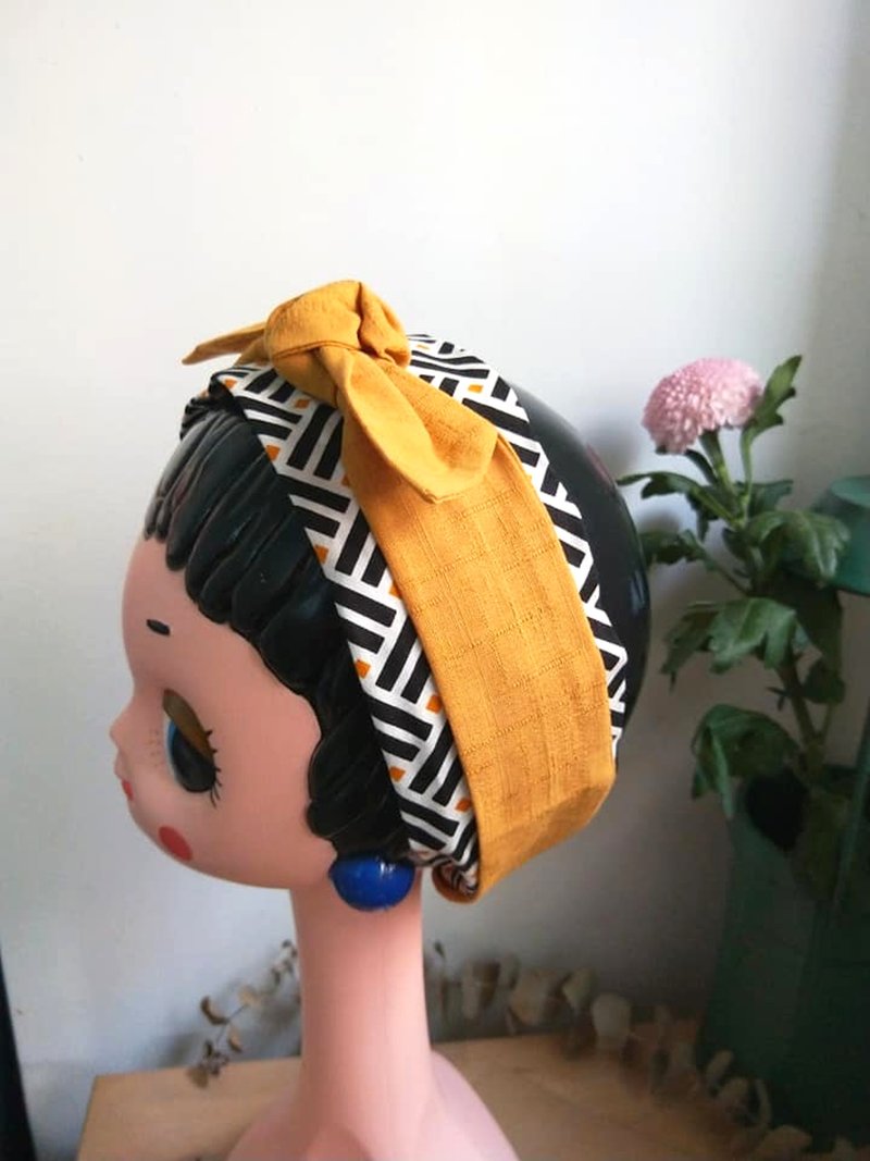 雙層髮帶(鬆緊/綁式)-踏進黑白鍵 - 髮夾/髮圈 - 棉.麻 多色