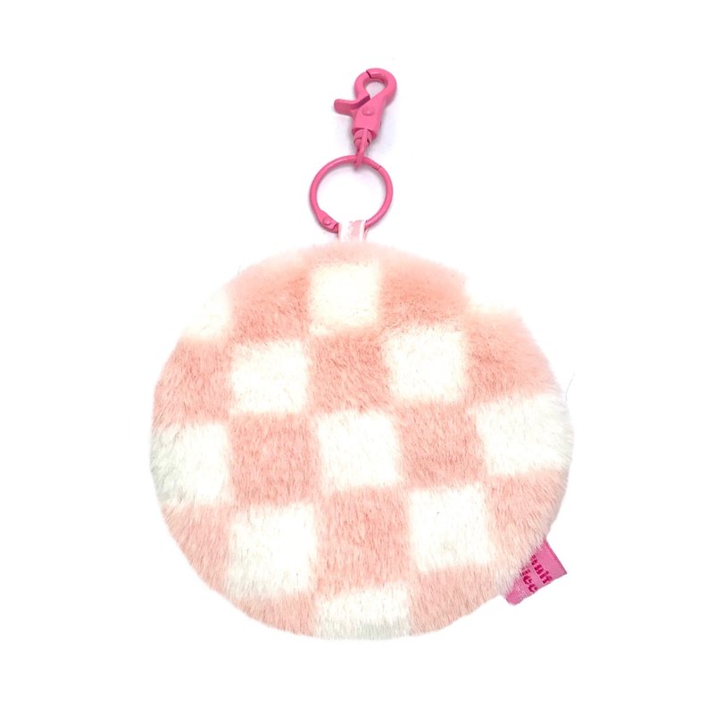 JCC 粉紅棋盤格圓圓零錢包掛飾 - 零錢包/小錢包 - 聚酯纖維 藍色