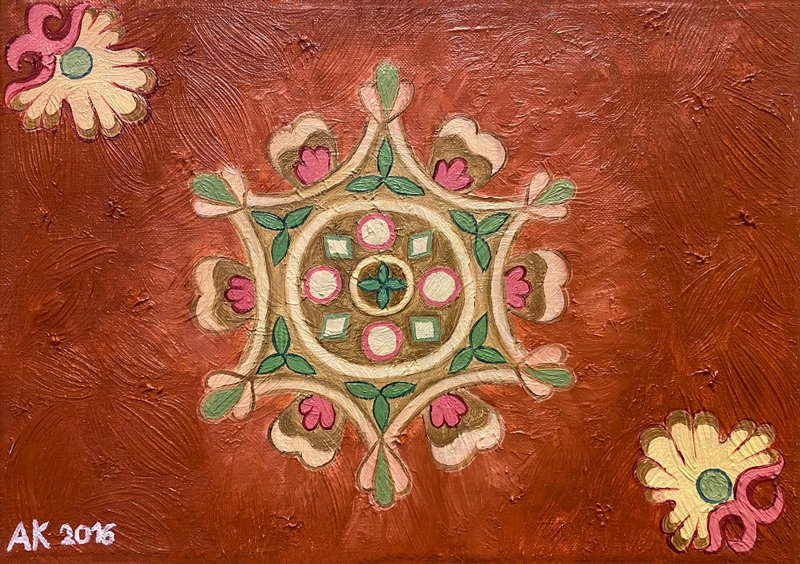 Rose, original oil painting, oil on canvas, geometry, rosette, decor - 壁貼/牆壁裝飾 - 其他材質 多色