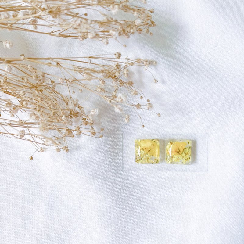 Apricot Handmade Dry Flower Earring Ear Clips/Auricular Needle