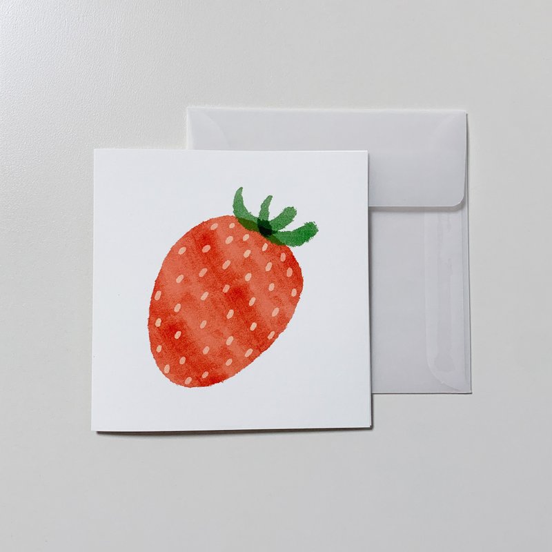 水果迷你卡片 – 草莓 - 卡片/明信片 - 紙 紅色