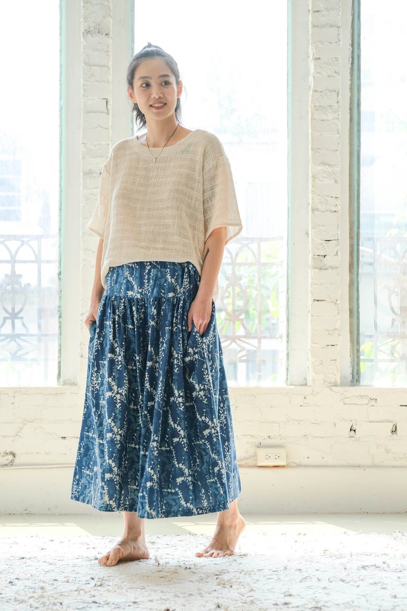 khadi Fake スカートパンツ B039 ペンペン草 - 裙子/長裙 - 棉.麻