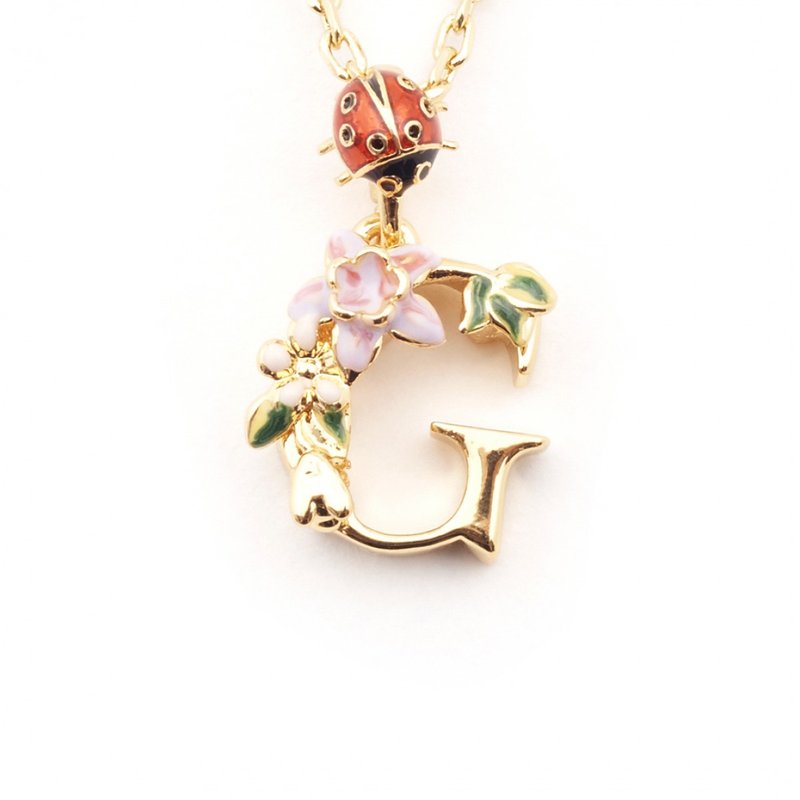 Floral English Letter G Necklace