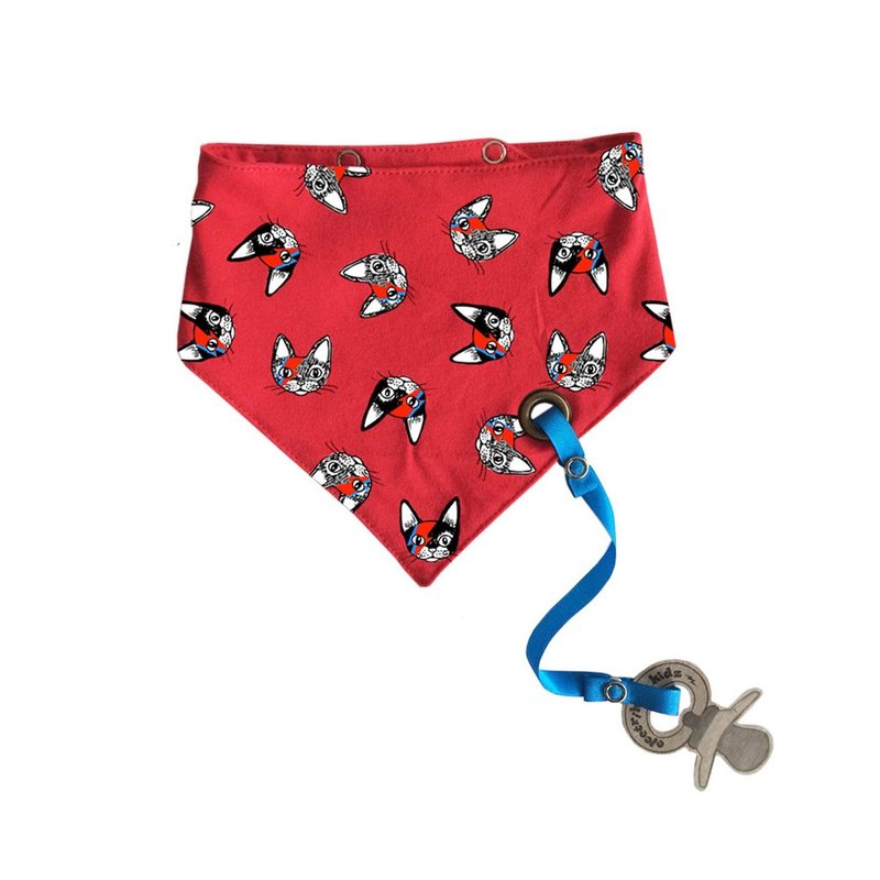 Lightning Cat Rear Button Bib Scarf (with pacifier chain)