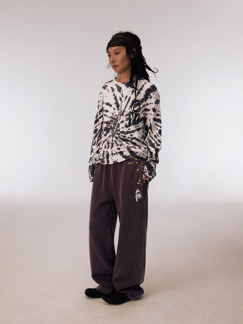 太陽螺旋 / 扎染logo長袖T恤 - 女上衣/長袖上衣 - 其他材質 紫色