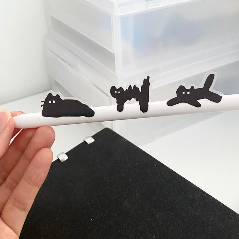 現貨 - 韓國 SUSSTORE - 暗夜貓咪 可重複黏貼透明貼紙 - 2 張 - 貼紙 - 其他材質 黑色