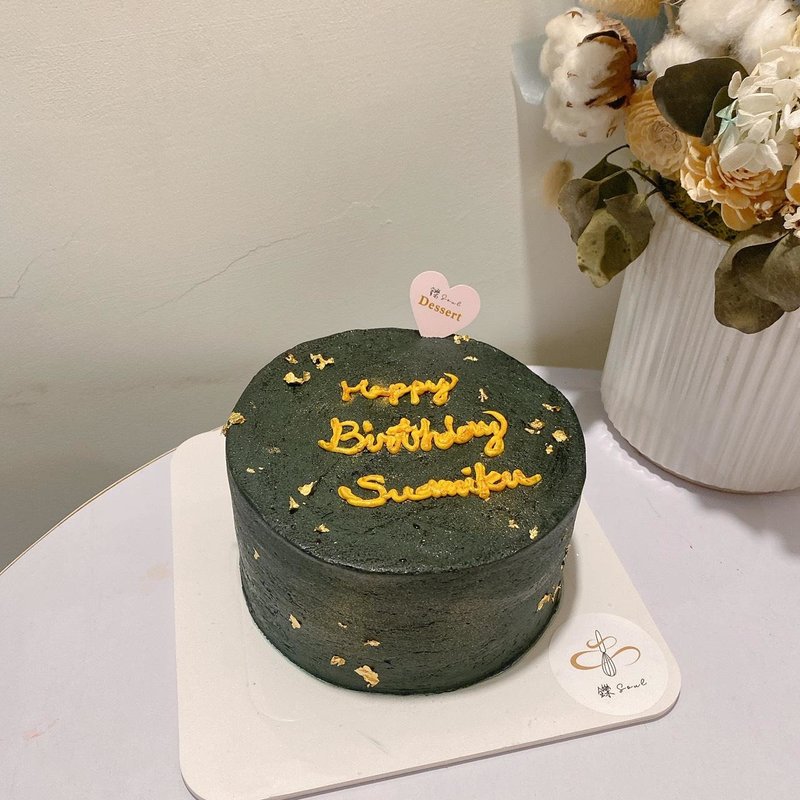 黑色閃耀客製化 金箔 題字蛋糕 鑠甜點 紀念日 生日蛋糕 6吋蛋糕 - 蛋糕/甜點 - 新鮮食材