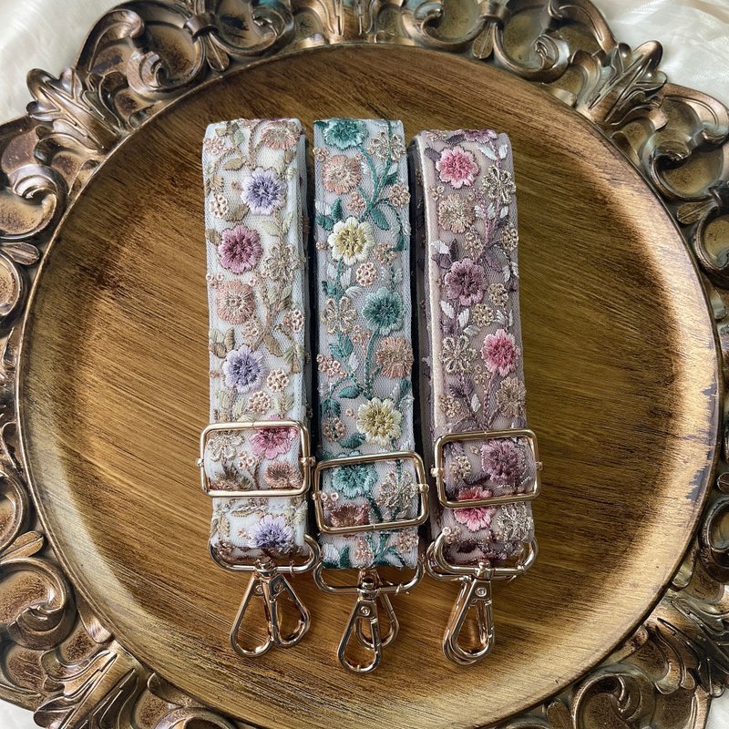 インド刺繍リボン ショルダーストラップ スマホショルダー - 手機掛繩/背帶 - 其他材質