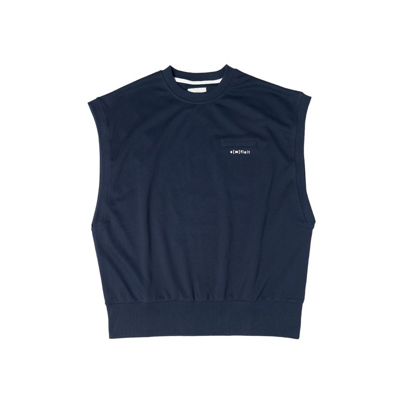 saeflait pocket Vest - 背心/無袖上衣 - 棉.麻 藍色