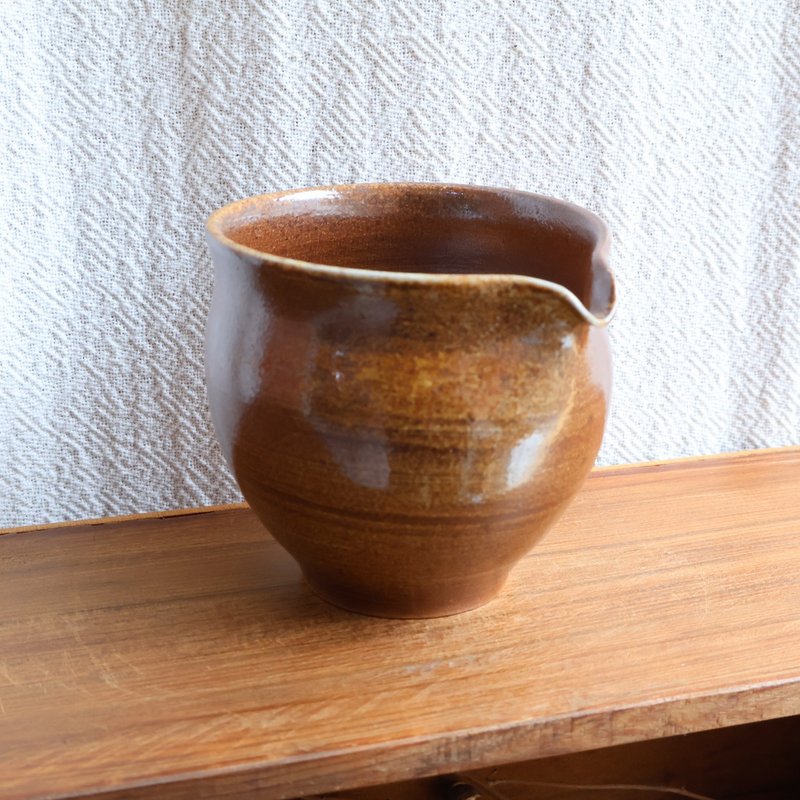 古畫 柴燒陶茶海 - 茶壺/茶杯/茶具 - 陶 咖啡色