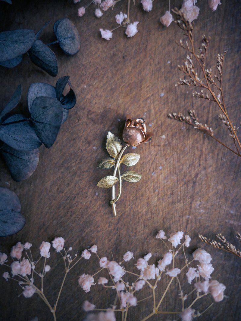Krementz 含苞雙色玫瑰・美國古董首飾 Vintage Jewelry - 胸針 - 其他金屬