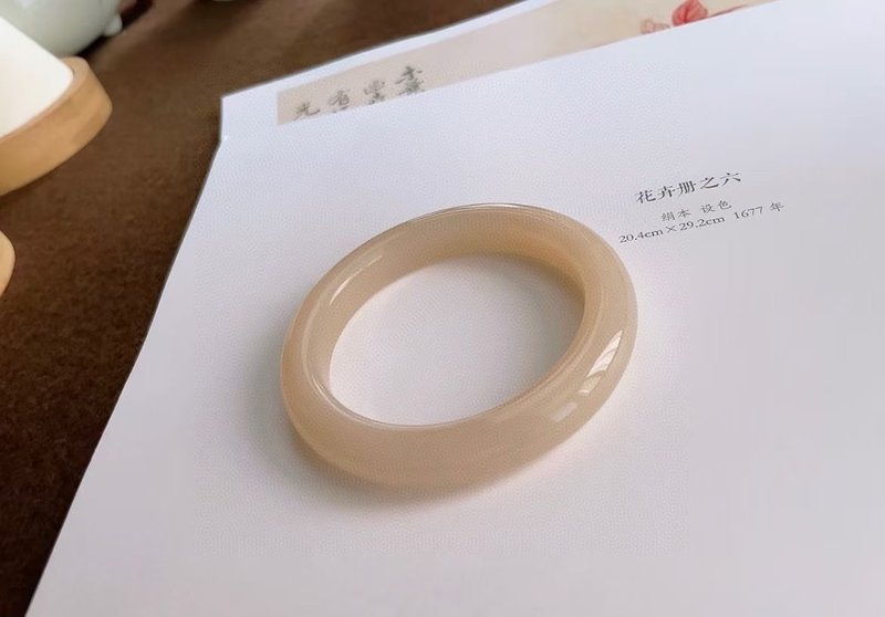 天然極品紅粉色藕粉和田玉手鐲正裝老礦冰底料藕粉色濃顏色正收藏 - 手鍊/手環 - 玉石