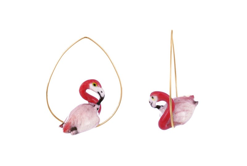 Flamingo Creoles Earrings