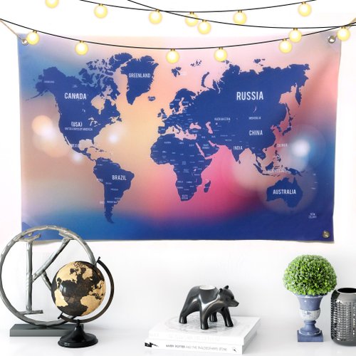 Travel abroad/world map hanging cloth customized wall sticker