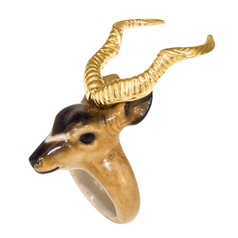 Kudu bull porcelain Ring (Size S) Christmas gifts