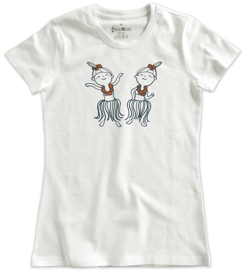 Classic white short-sleeved T-shirt_Hula Girl_2
