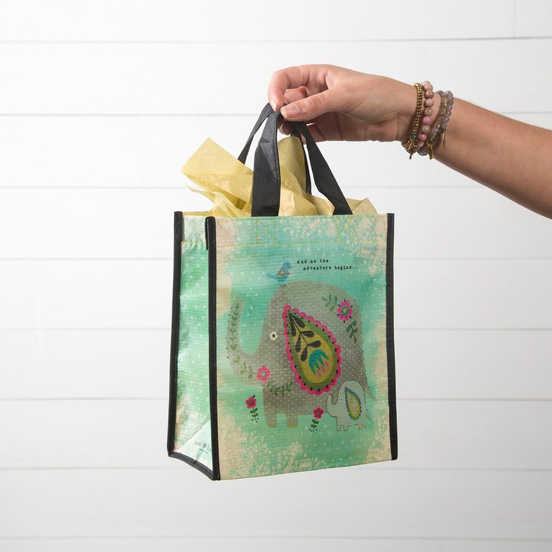 Eco-friendly gift bag M-Happy Bday Blue Floral|GBAG084