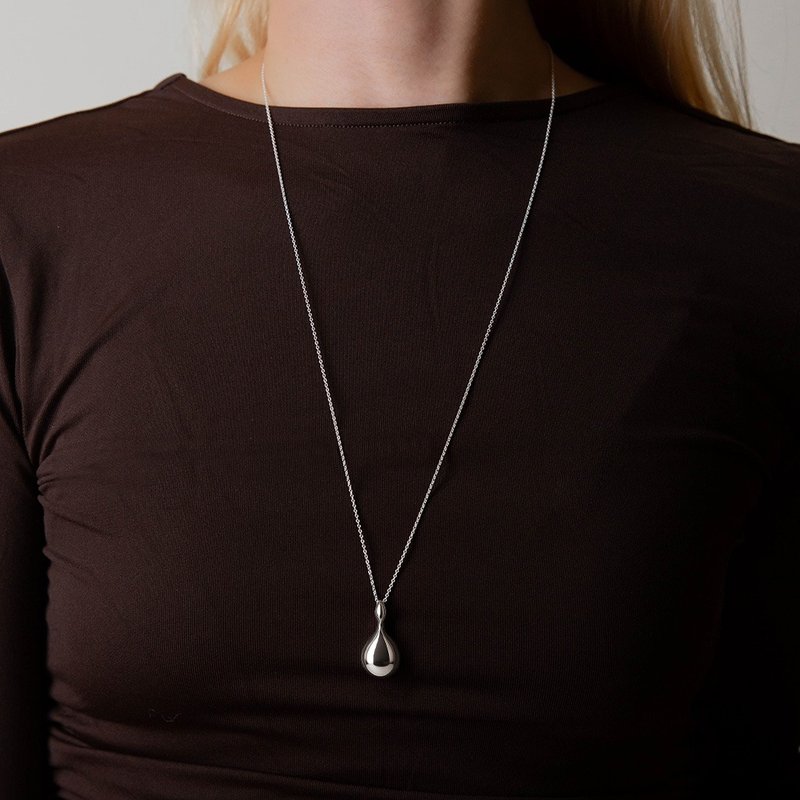 Dewdrop Silver Necklace 露珠純銀項鍊 水滴 露滴造型設計項鍊 - 項鍊 - 純銀 銀色
