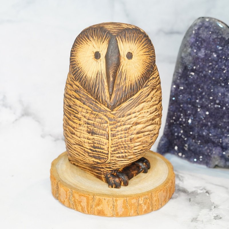 黃檜黃鴞木雕貓頭鷹owl-郭國慶原創 - 擺飾/家飾品 - 木頭 咖啡色