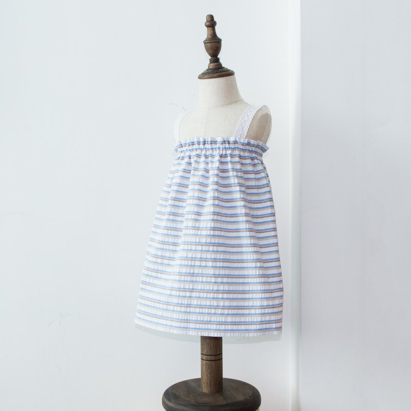 Baby Blue Striped Kids Dress