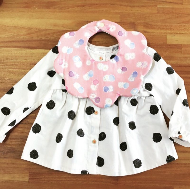 Japanese double yarn bib saliva towel custom series-petal bib flower pocket