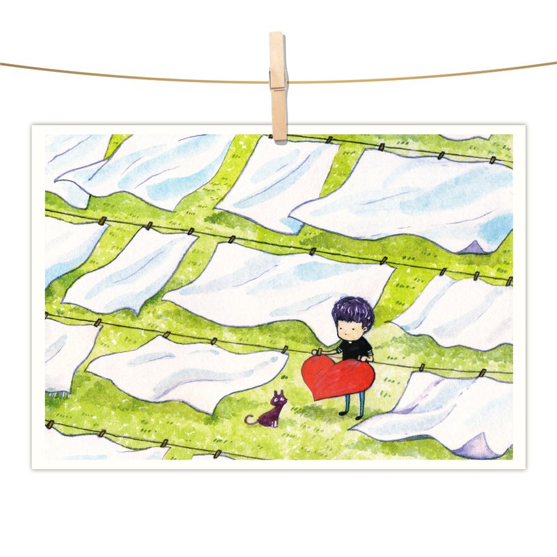 Afu watercolor illustration postcard - beautiful sunny day