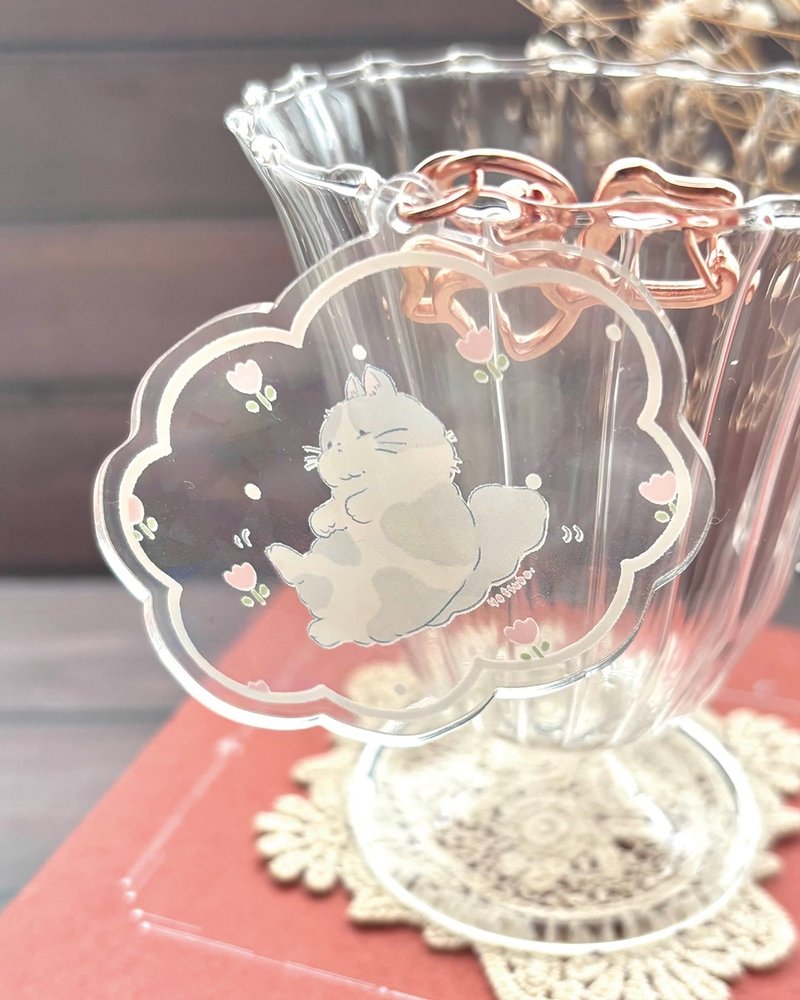 アクリルキーホルダー ころころねこさん ホログラム仕様 - 鑰匙圈/鑰匙包 - 壓克力 粉紅色