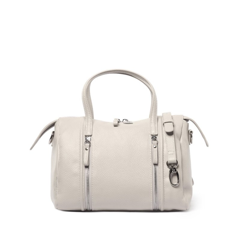 CUBE 真皮拉鍊波士頓包 - 午夜藍/月光灰 - 手提包/手提袋 - 真皮 多色