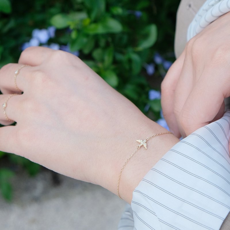 10K飛燕鑲鑽手鍊 - 手鍊/手環 - 貴金屬 金色