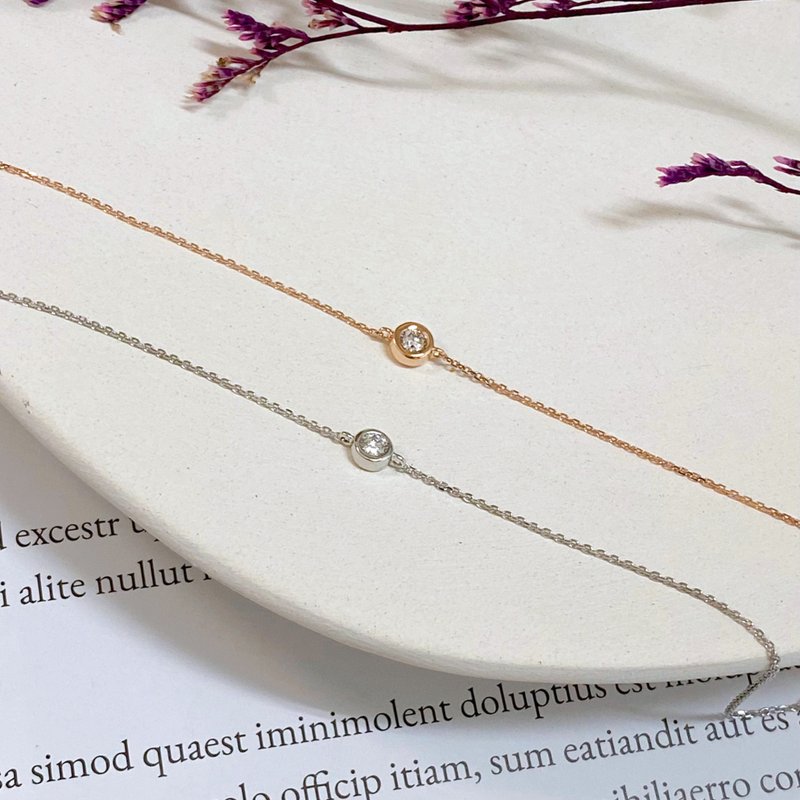 14K | 簡約包鑽8分_手鍊 - 手鍊/手環 - 貴金屬